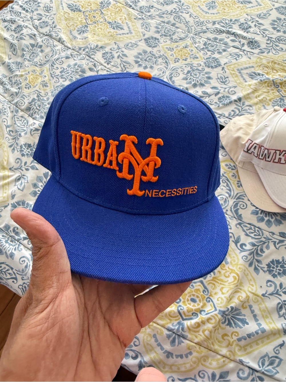 Urban Necessities Men's Royal Blue Snapback Hat with Orange Logo